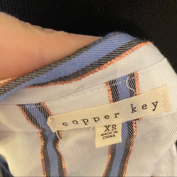 Copper Key striped button down short sleeve top - Picture 6 of 9